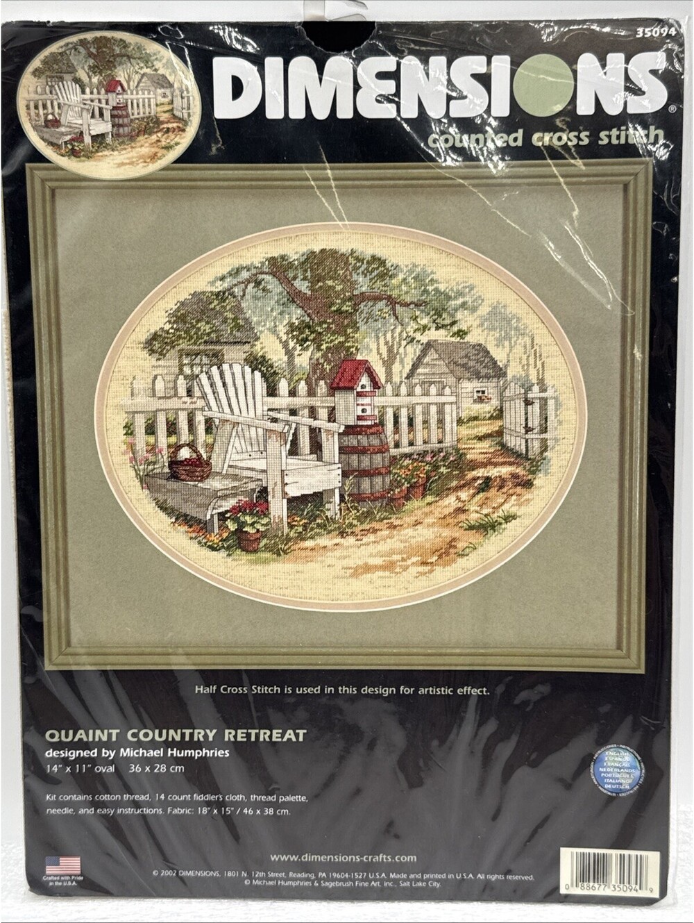 Dimensions Counted Cross Stitch Kit Quaint Country Retreat #35094 Sealed 2002